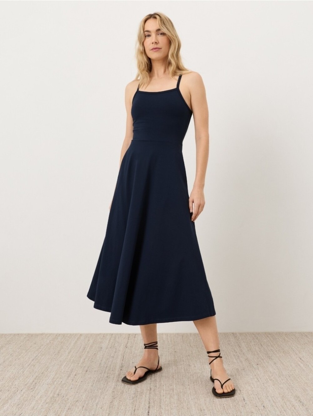 Pact Organic Cotton Classic Navy Spaghetti-Strap Midi Dress - Women's